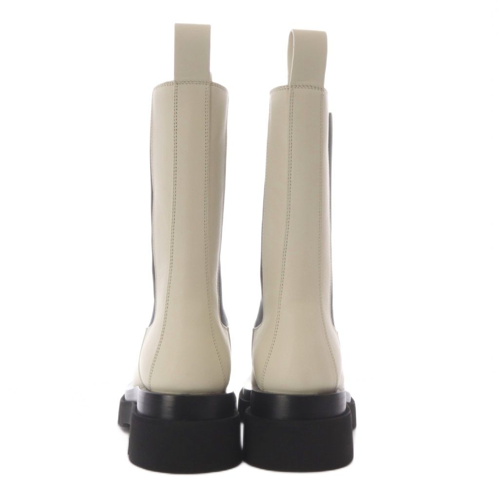 Bottega Veneta Rug Boots Chelsea Short Platform Thick Sole Leather 38 White — view 3