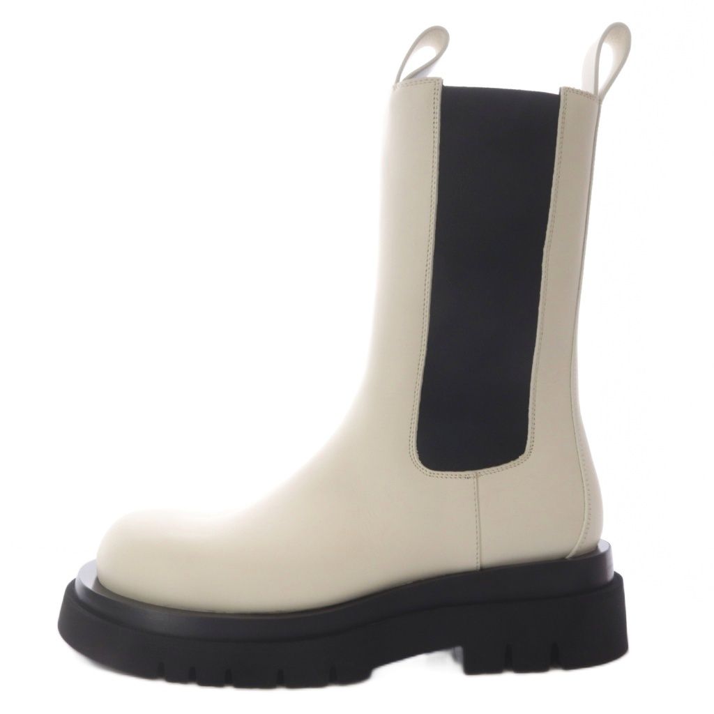 Bottega Veneta Rug Boots Chelsea Short Platform Thick Sole Leather 38 White — view 2