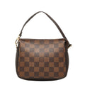 Louis Vuitton Damier Trousse Makeup Pouch Mini Handbag Brown Leather