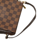 Louis Vuitton Damier Trousse Makeup Pouch Mini Handbag Brown Leather — view 8