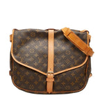 Louis Vuitton Monogram Saumur 35 Crossbody Shoulder Bag Brown Leather