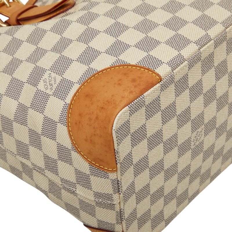 Louis Vuitton Damier Azur Hampstead MM Tote Shoulder Bag White Leather — view 4