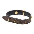 Louis Vuitton Monogram Bracelet Blue Mining 17 Brown Leather — view 2