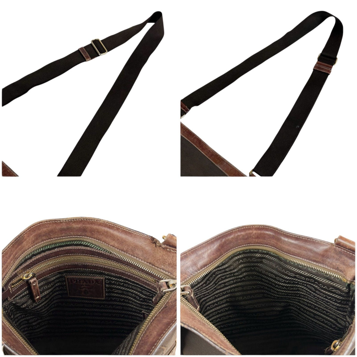 Prada Logo Jacquard Shoulder Bag Cross Canvas Brown Khaki — view 8