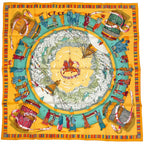 Hermes Carre 90 Prieres AU Vent Prayer in the Wind Scarf Silk Orange Multicolor