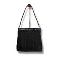Gucci GG Canvas Shoulder Bag Black Leather