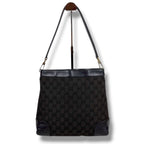 Gucci GG Canvas Shoulder Bag Black Leather — view 3