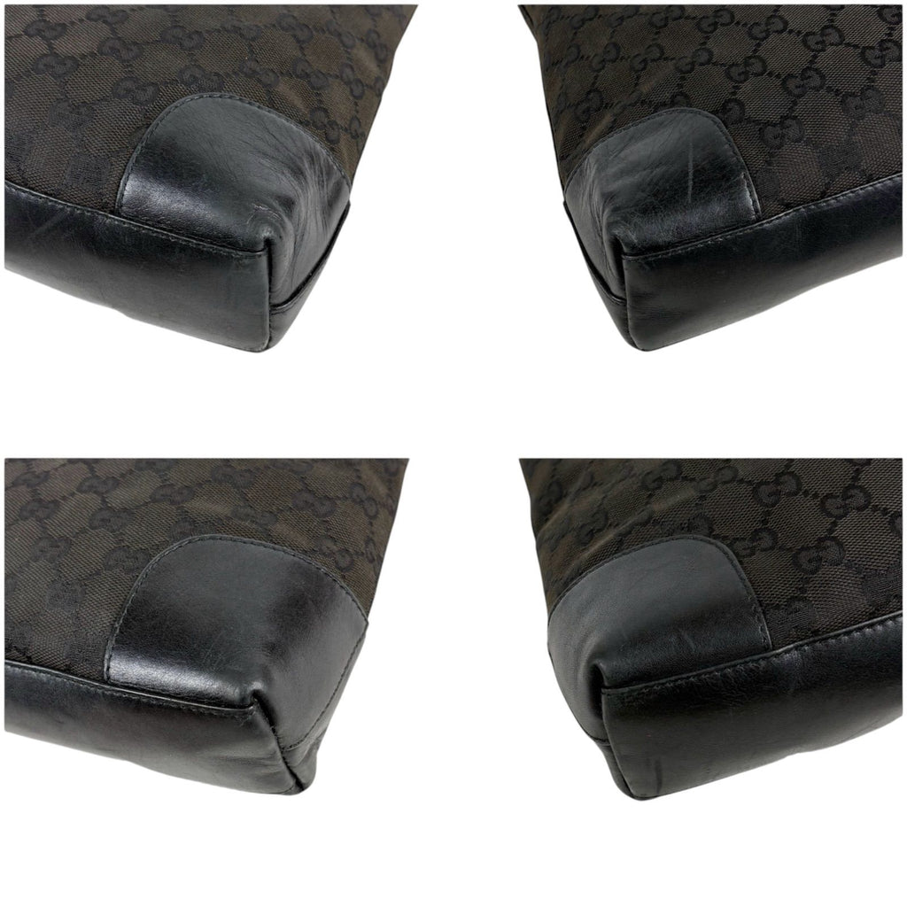 Gucci GG Canvas Shoulder Bag Black Leather — view 6
