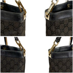 Gucci GG Canvas Shoulder Bag Black Leather — view 5