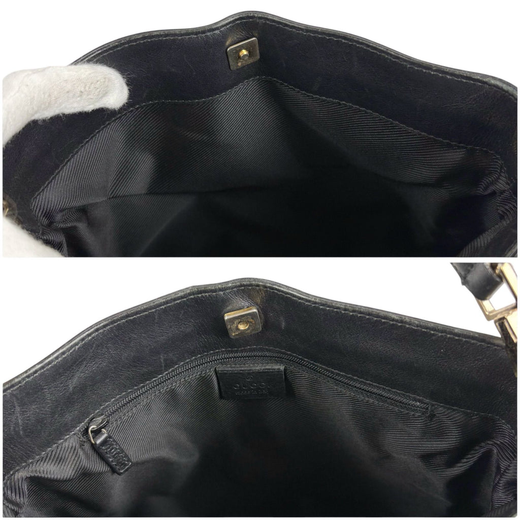 Gucci GG Canvas Shoulder Bag Black Leather — view 8