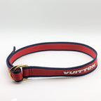 Louis Vuitton Logo Stripe Cotton Belt Red Navy
