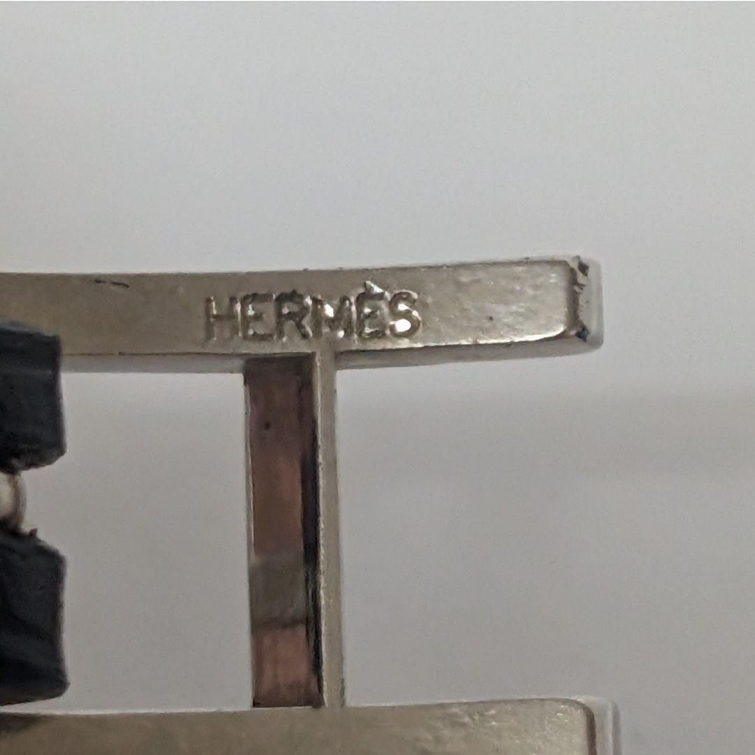 Hermes Hapi 3 Leather Black Silver Bracelet — view 9