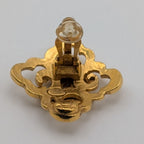 Chanel Earring CC Logo Gold Clover Vintage — view 4
