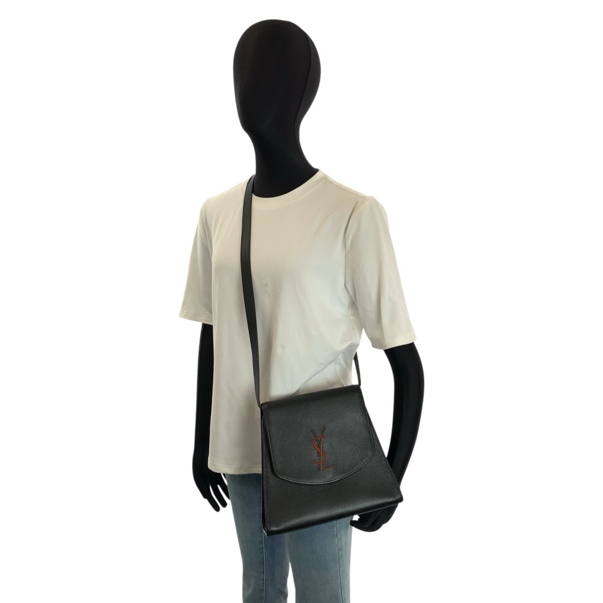Saint Laurent Yves Vintage YSL Black Leather Shoulder Bag Pochette — view 6