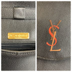 Saint Laurent Yves Vintage YSL Black Leather Shoulder Bag Pochette — view 3