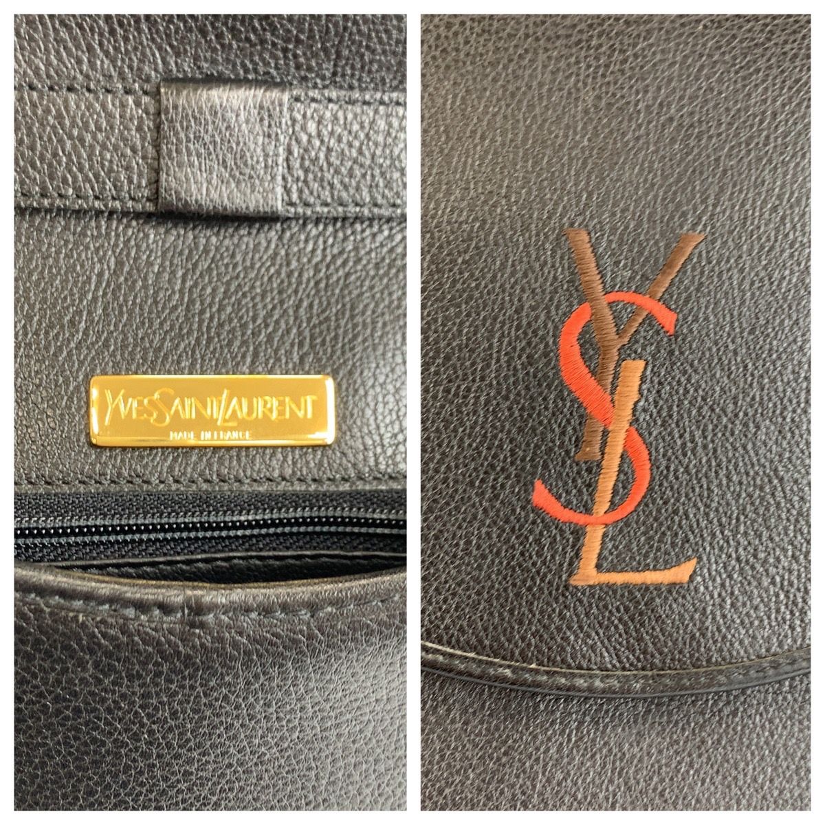 Saint Laurent Yves Vintage YSL Black Leather Shoulder Bag Pochette — view 3