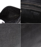 Chanel Tote Silver Quilted Caviar Leather Reprint CC Logo — view 9