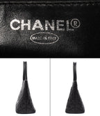 Chanel Tote Silver Quilted Caviar Leather Reprint CC Logo — view 4