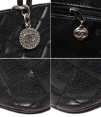 Chanel Tote Silver Quilted Caviar Leather Reprint CC Logo — view 8