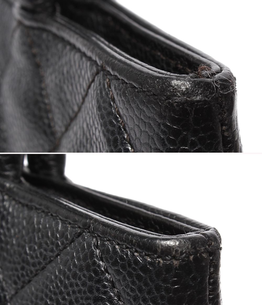 Chanel Tote Silver Quilted Caviar Leather Reprint CC Logo — view 7