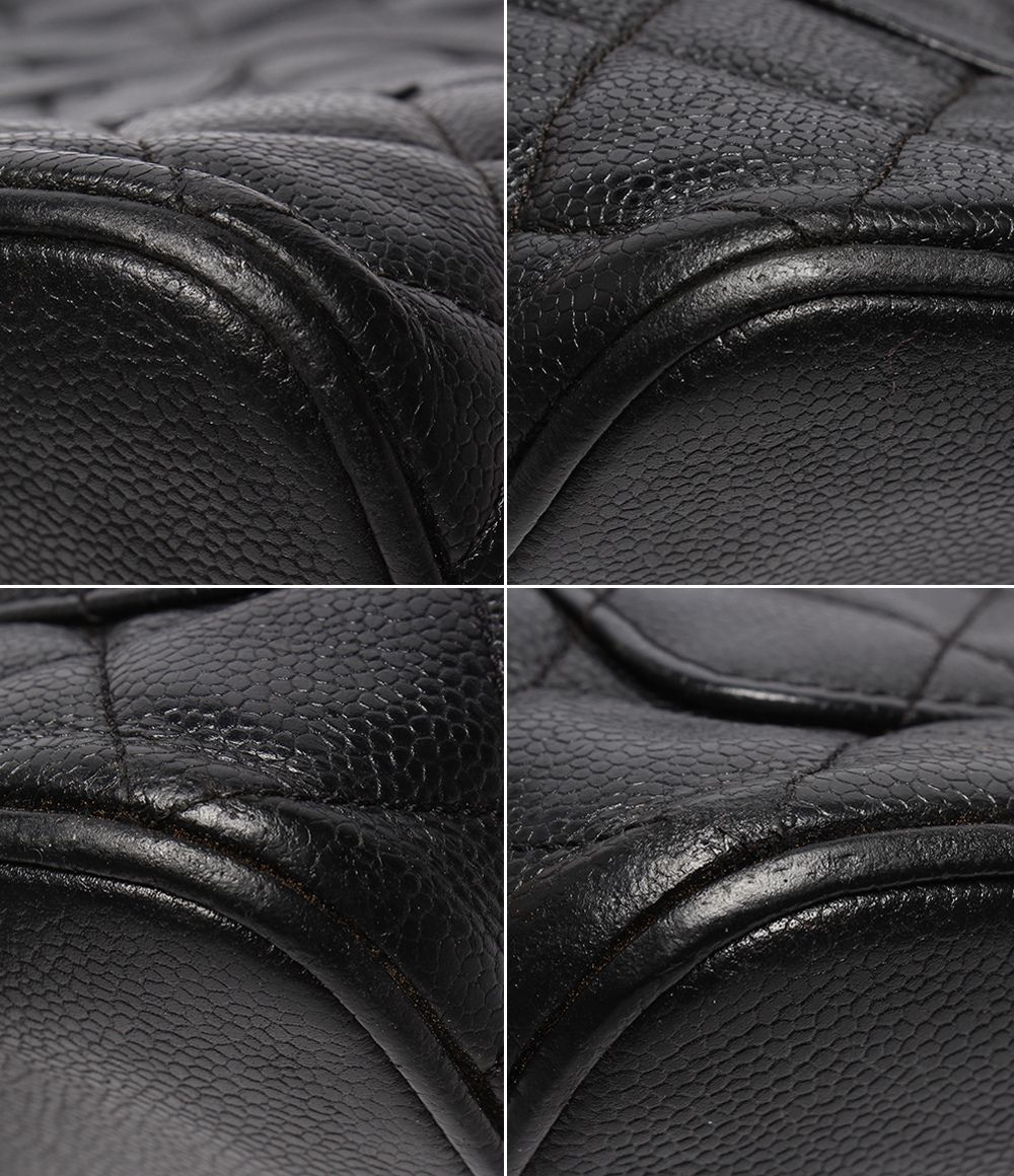 Chanel Tote Silver Quilted Caviar Leather Reprint CC Logo — view 5
