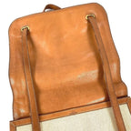Hermes Shoulder Bag Flap Leather Canvas Beige — view 2