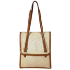 Hermes Shoulder Bag Flap Leather Canvas Beige