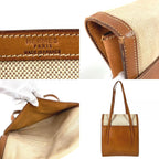 Hermes Shoulder Bag Flap Leather Canvas Beige — view 7