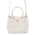 Prada Gathered Logo Leather 2-Way Shoulder Bag White
