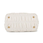 Prada Gathered Logo Leather 2-Way Shoulder Bag White — view 3