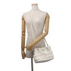 Prada Gathered Logo Leather 2-Way Shoulder Bag White — view 5