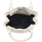 Prada Gathered Logo Leather 2-Way Shoulder Bag White — view 6