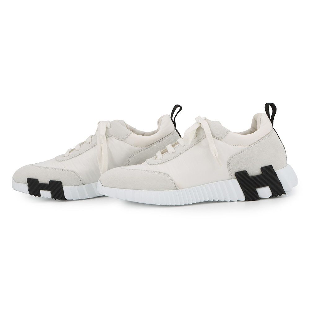 Hermes Sneakers Bouncing Nylon Suede 40.5 Shoes White — view 2