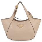 Prada Tote Shopping Triangle Logo Leather