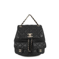 Chanel Backpack Quilted CC Logo Caviar Leather Black