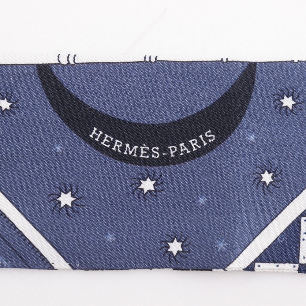 Hermes Twilly Object Curiosity Silk Blue Scarf — view 3
