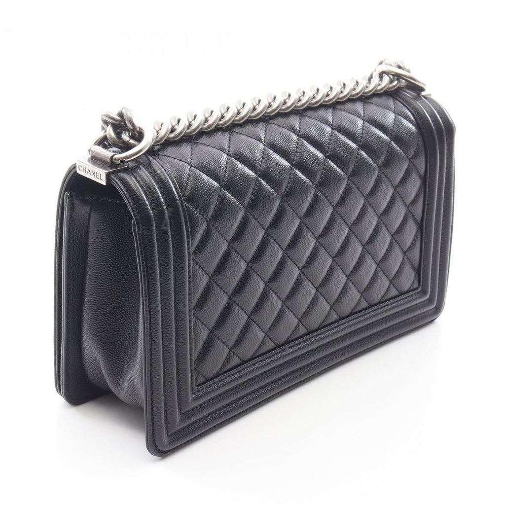 Chanel Shoulder Bag Black Caviar Leather Chain — view 2