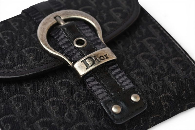 Dior Trifold Wallet Folded Trotter Jacquard Black Vintage — view 2