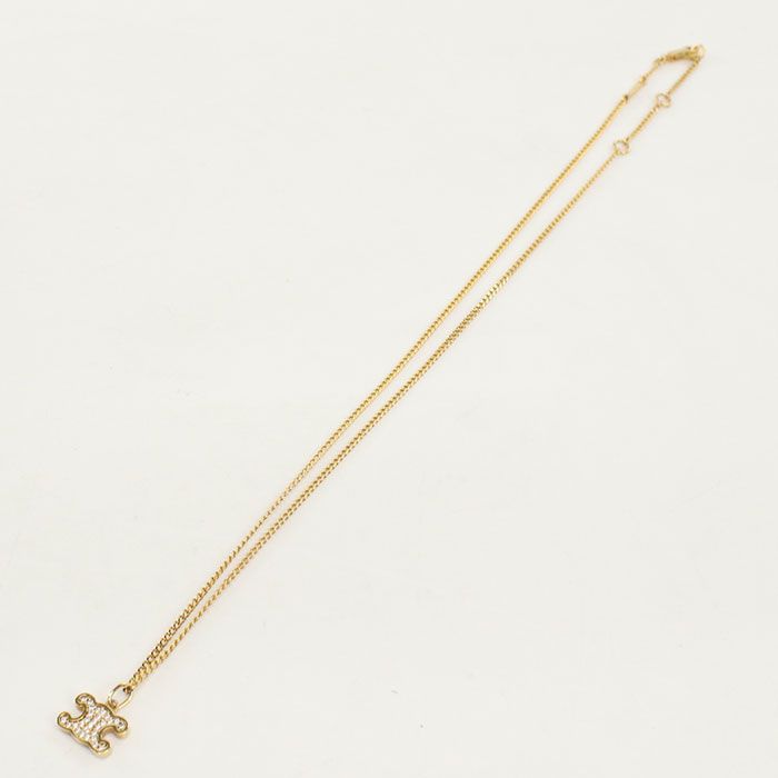 Celine Rhinestone Triomphe Necklace Metal — view 3