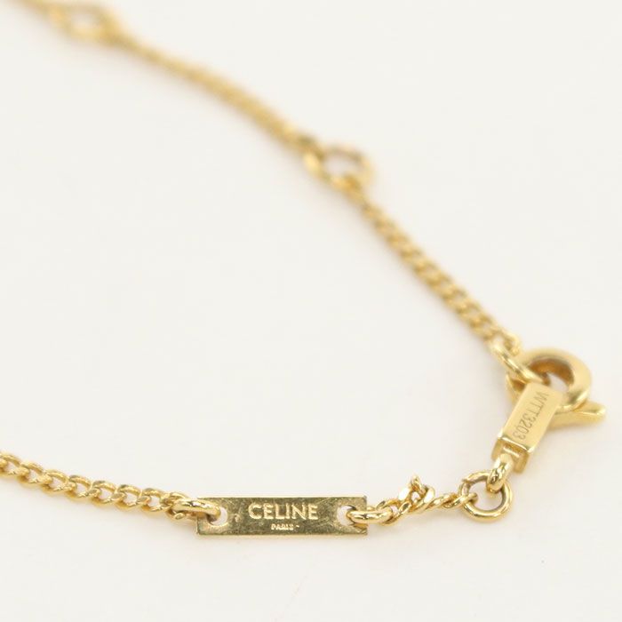 Celine Rhinestone Triomphe Necklace Metal — view 5