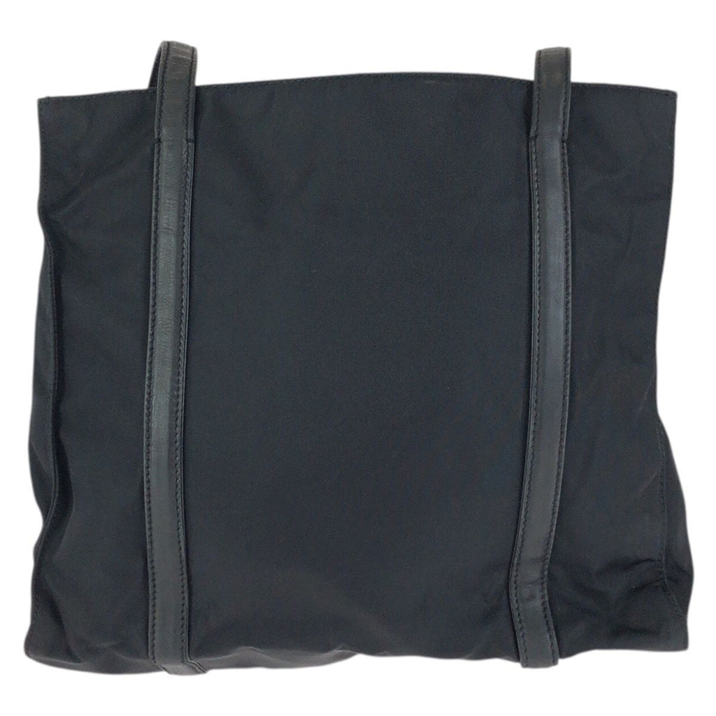 Prada Tessuto Black Silver Nylon Leather Shoulder Bag — view 2