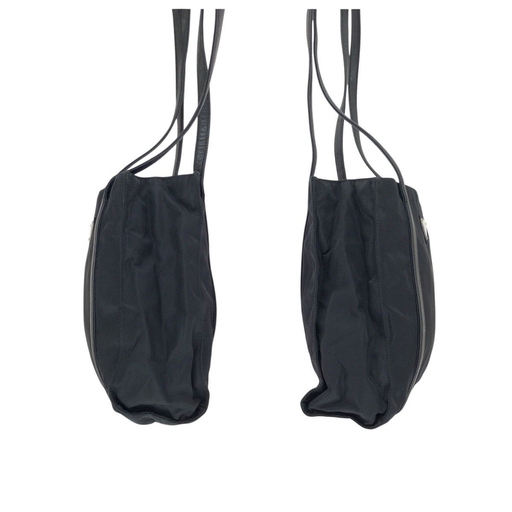 Prada Tessuto Black Silver Nylon Leather Shoulder Bag — view 8