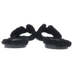 Hermes Oran Motif Shearling Sandals Black — view 3
