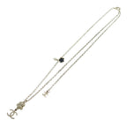 Chanel CC Logo Rhinestone Flower Metal Strass Pearl Chain Necklace Gold — view 2