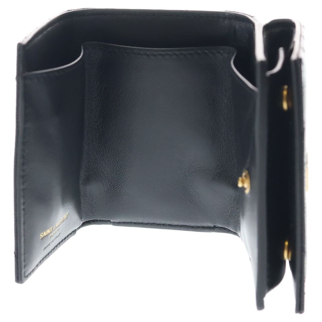 Saint Laurent Paris Cassandra Logo Origami Caviar Leather Tiny Compact Wallet — view 4