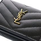 Saint Laurent Paris Cassandra Logo Origami Caviar Leather Tiny Compact Wallet — view 5