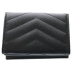 Saint Laurent Paris Cassandra Logo Origami Caviar Leather Tiny Compact Wallet — view 2