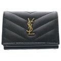 Saint Laurent Paris Cassandra Logo Origami Caviar Leather Tiny Compact Wallet