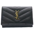 Saint Laurent Paris Cassandra Logo Origami Caviar Leather Tiny Compact Wallet