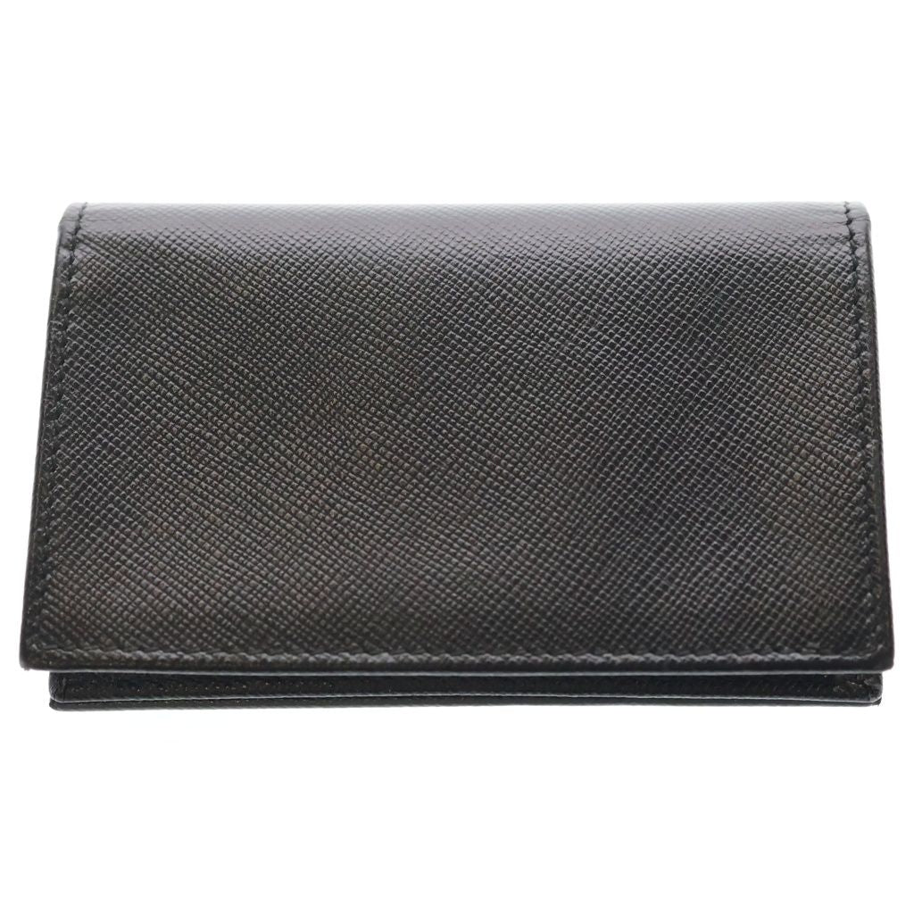Prada Saffiano Triangle Card Case Business Holder Black — view 2